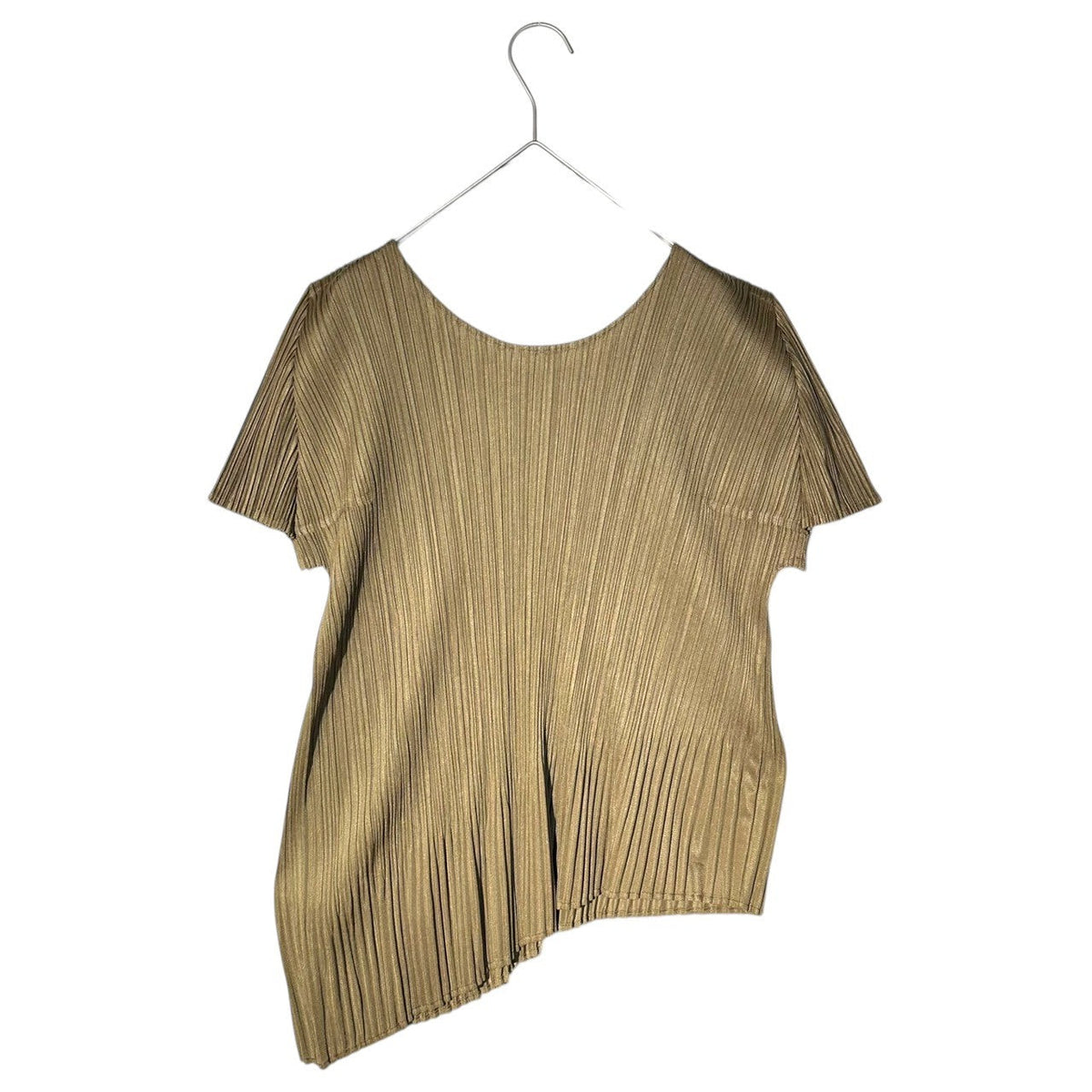 PLEATS PLEASE Asymmetrical Pleats T-Shirt Khaki Size 3