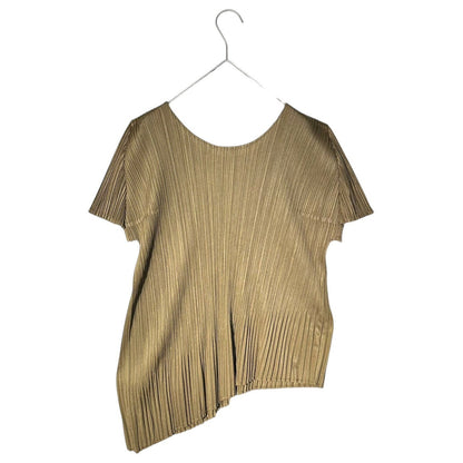 PLEATS PLEASE Asymmetrical Pleats T-Shirt Khaki Size 3