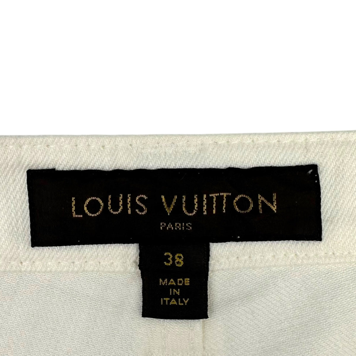 LOUIS VUITTON Monogram Embroidered Denim Shorts Size 38