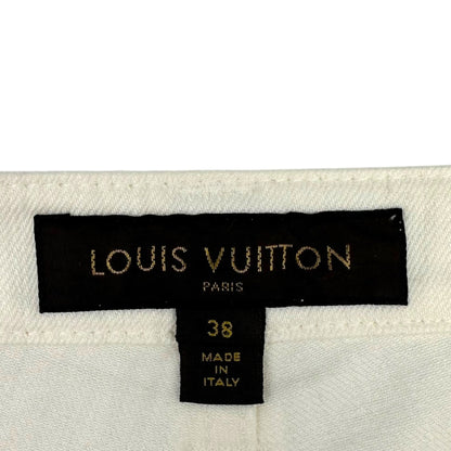 LOUIS VUITTON Monogram Embroidered Denim Shorts Size 38