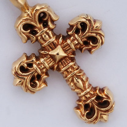 Chrome Hearts 22K Filigree Cross Tiny Pendant Gold Size F