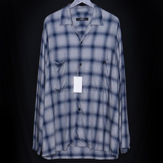 ESSAY 25SS Shadow Check Open Collar Shirt Blue Size 2