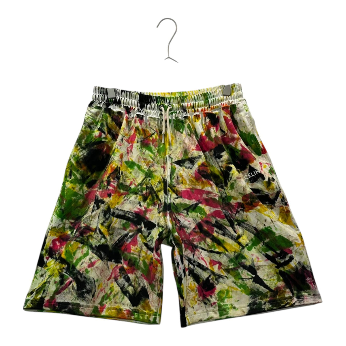 CELINE 22SS Wide-Leg Tie-Dye Paint Print Shorts Multi Size S