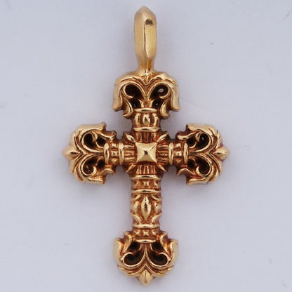 Chrome Hearts 22K Filigree Cross Tiny Pendant Gold Size F