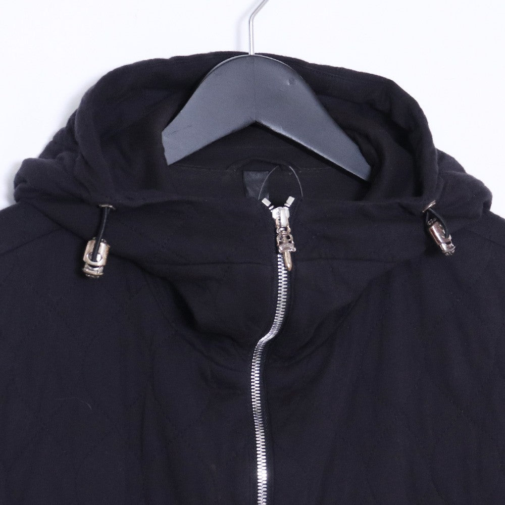 CHROME HEARTS Quilted Hooded Zip-Up Vest Black Size M
