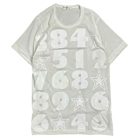 COMME des GARCONS 02SS Number Print Mesh Tee White Size FREE