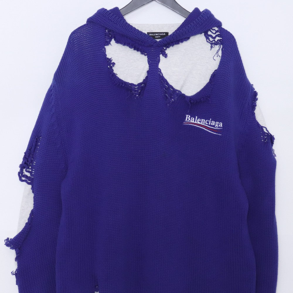 BALENCIAGA 21AW Political Campaign Hoodie Blue Size S