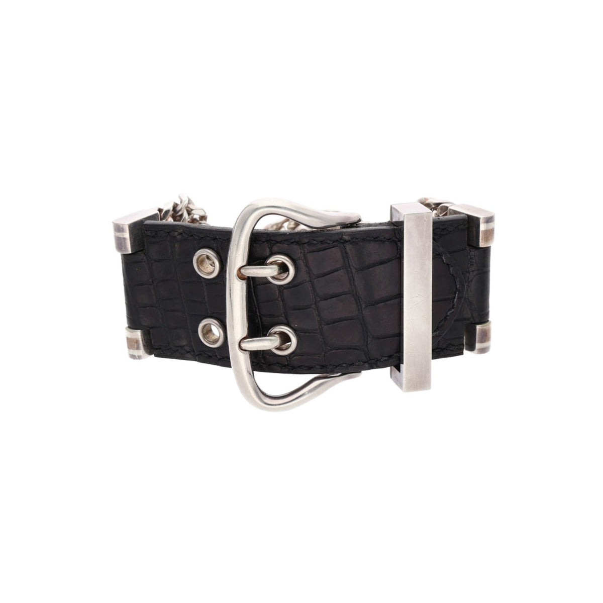 Hermes HERMÈS Silver Black 925 Bracelet