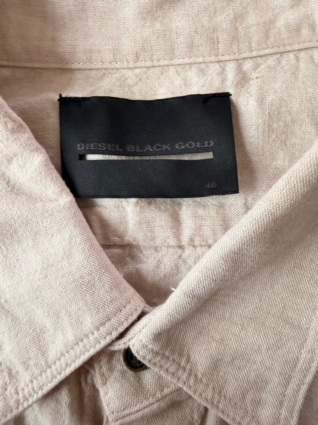 DIESEL BLACKGOLD Cotton Linen Raw Edge Sleeve Shirt Size 48