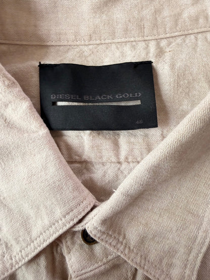 DIESEL BLACKGOLD Cotton Linen Raw Edge Sleeve Shirt Size 48