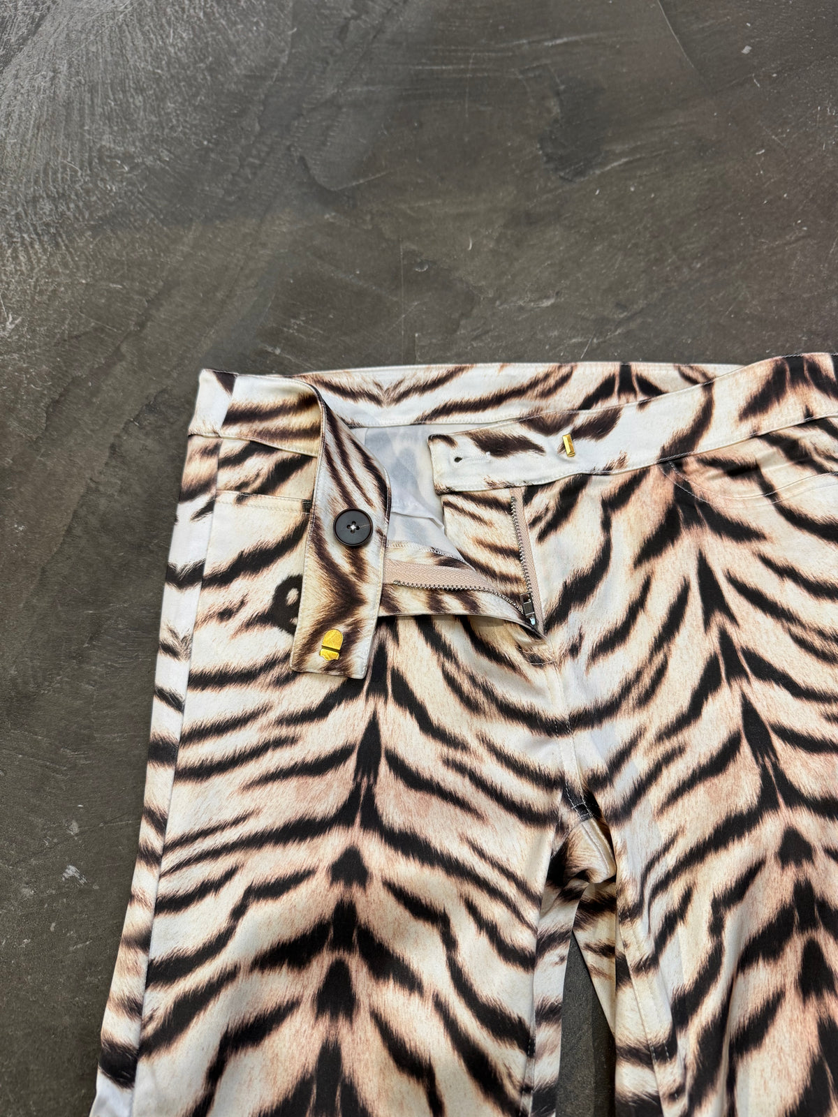 Room SERVICE Light Gold Tiger Print Pants Size S