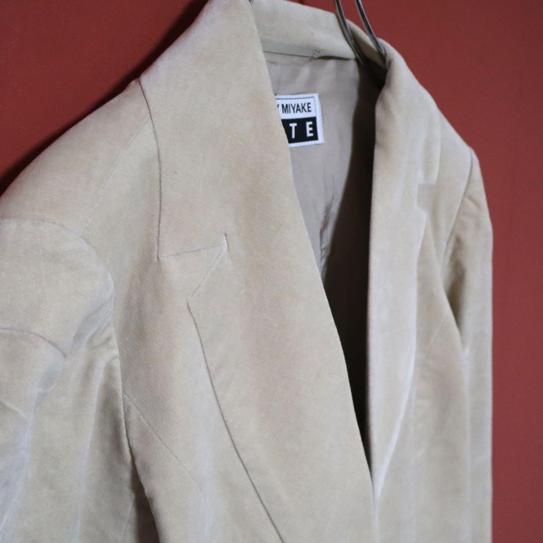 Issey Miyake Beige Cashmere Blend Collarless Jacket Size 2