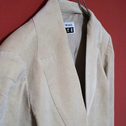 Issey Miyake Beige Cashmere Blend Collarless Jacket Size 2