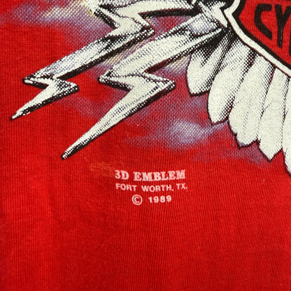 HARLEY-DAVIDSON 80s 3D Emblem Eagle T-Shirt Red Size XL