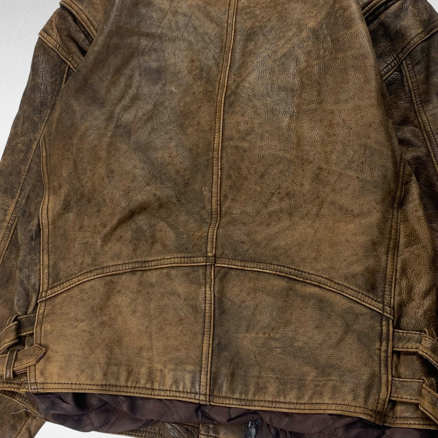 ROUNDTREE 90s Leather Jacket Brown Size M
