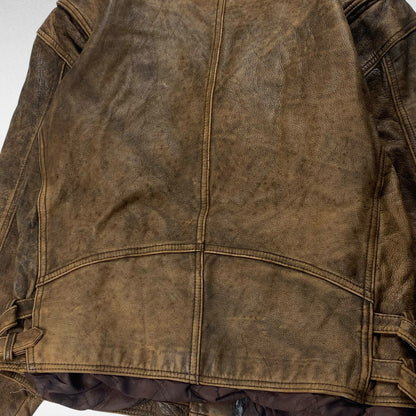 ROUNDTREE 90s Leather Jacket Brown Size M