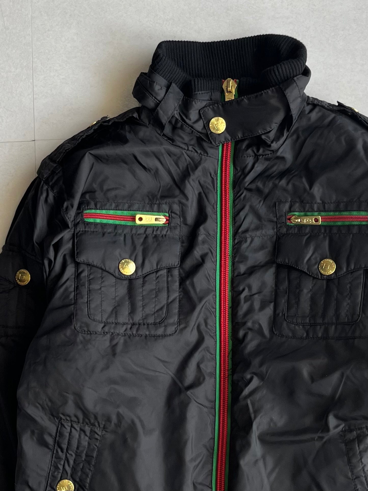 Vintage Black Unique Nylon Jacket Size L