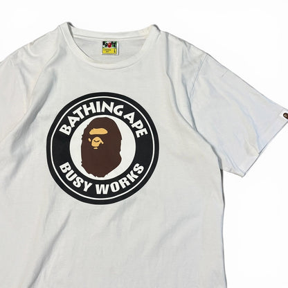 Japanese Brand Busy Works White T-Shirt Size L