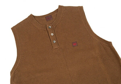 Papas Argyle Patch Knit Vest Cotton Blend Size L