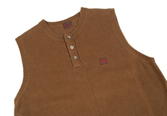 Papas Argyle Patch Knit Vest Cotton Blend Size L
