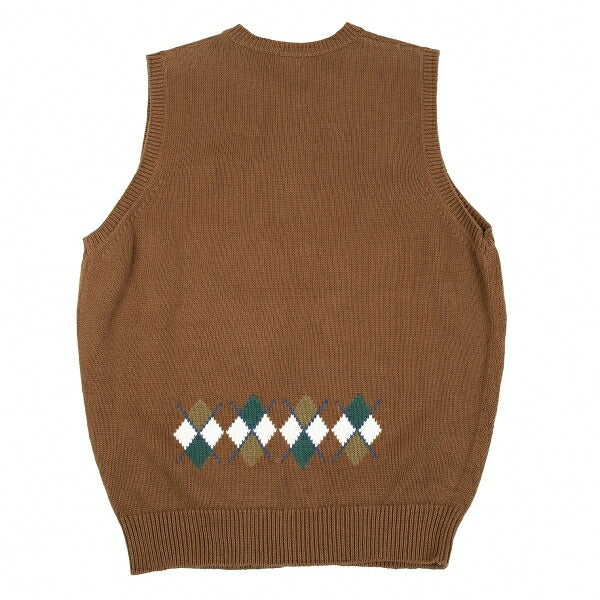 Papas Argyle Patch Knit Vest Cotton Blend Size L