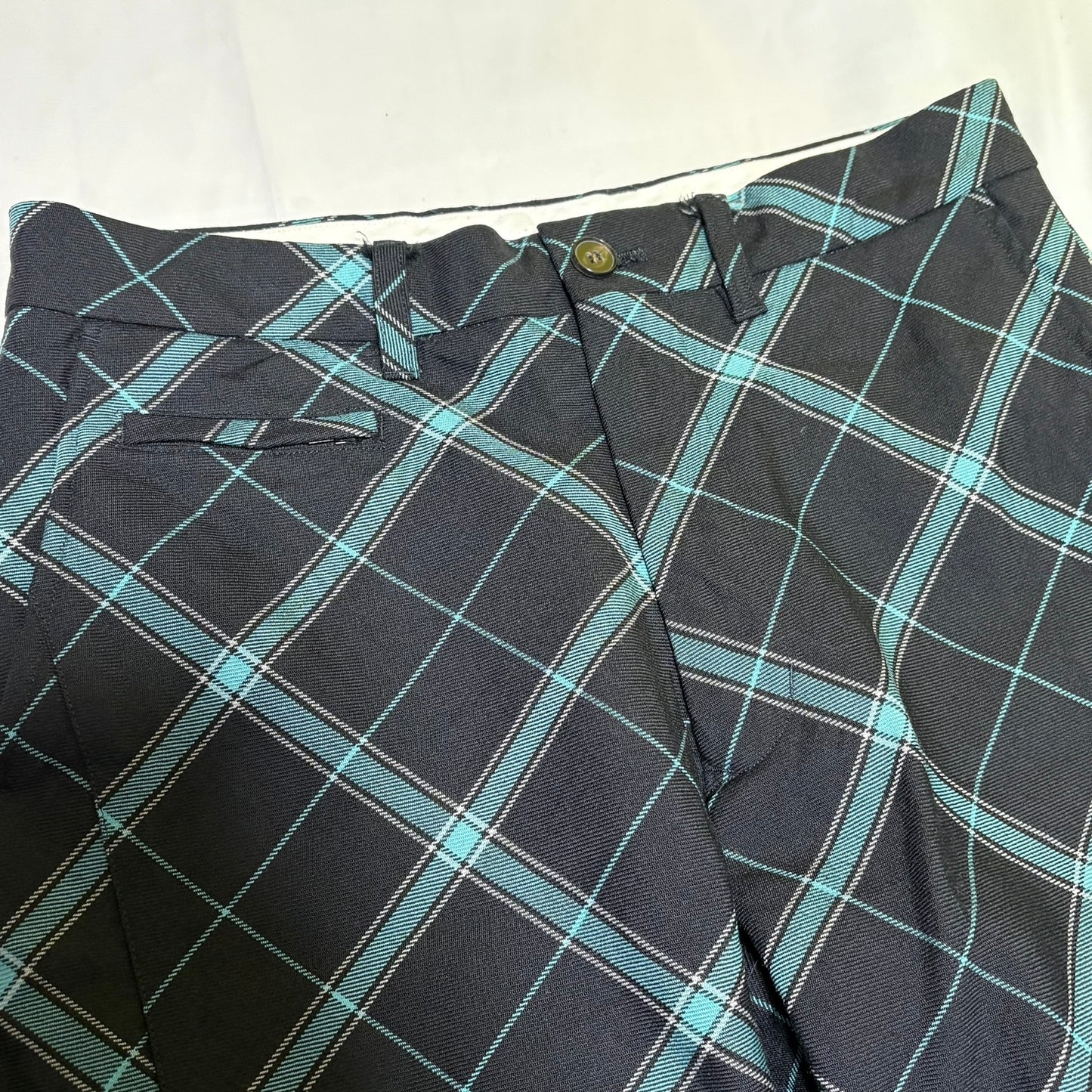 Allege. AW19 Black Blue Check Wool Gathered Pants Size 2