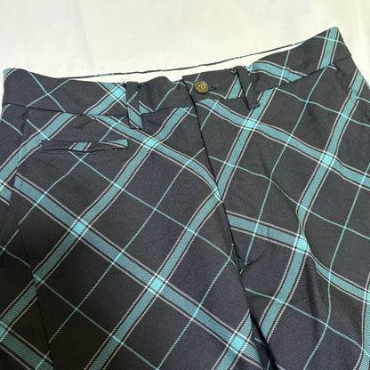 Allege. AW19 Black Blue Check Wool Gathered Pants Size 2
