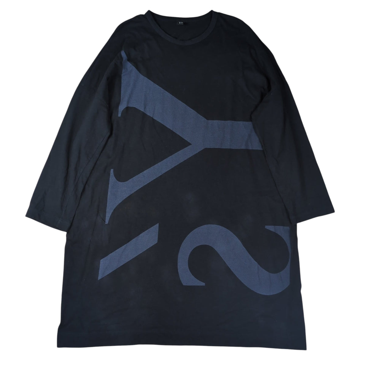 Y's Flipped Logo Oversized Long Sleeve T-Shirt Black Size 2