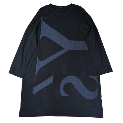 Y's Flipped Logo Oversized Long Sleeve T-Shirt Black Size 2
