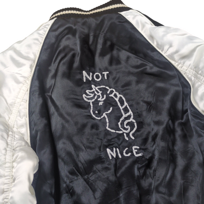 Miu Miu MIU Logo Reversible Rayon Souvenir Jacket Size 36