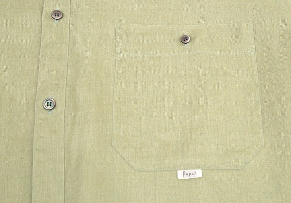 Papas Linen Shirt Light Green Size LL
