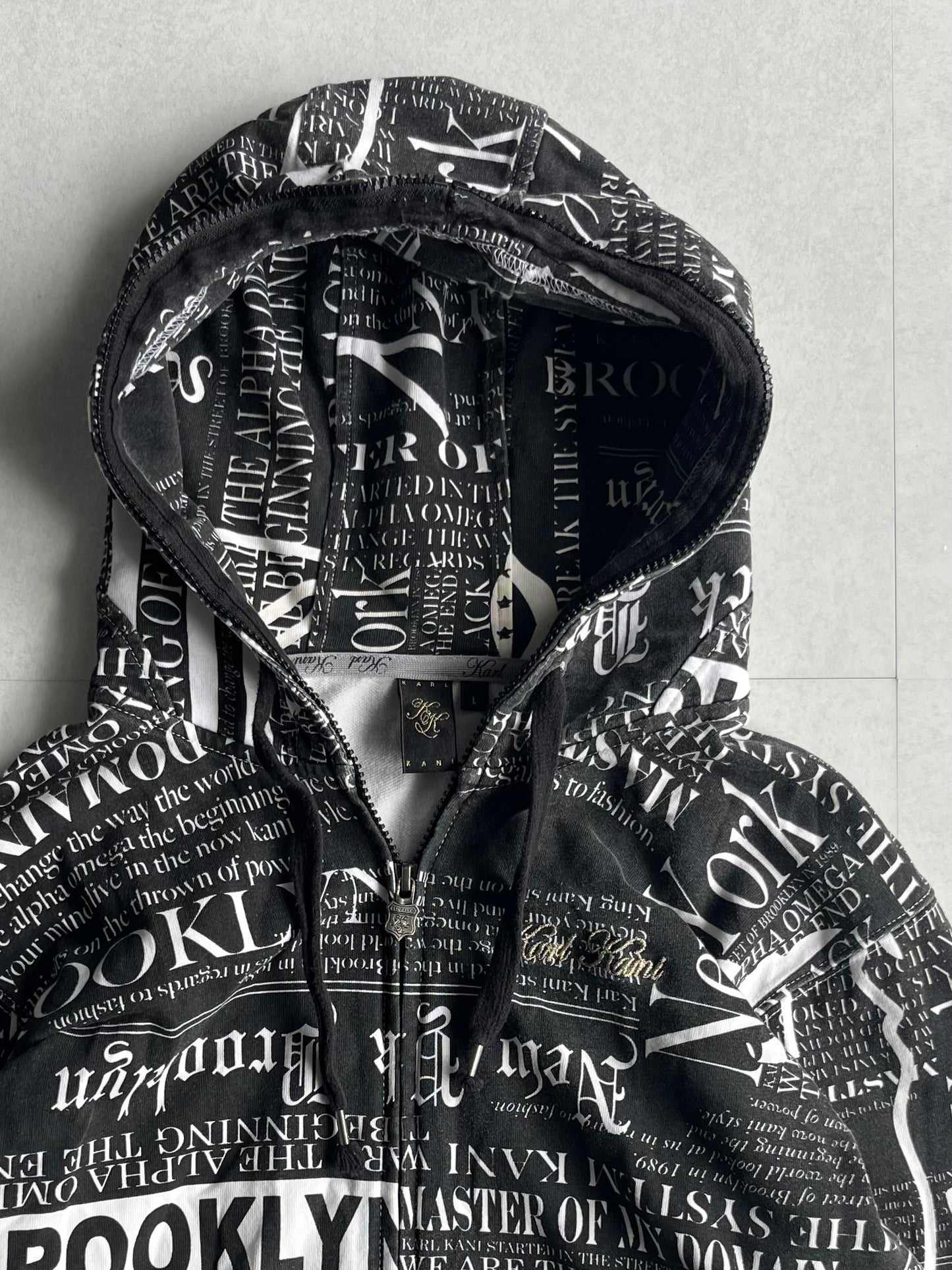 Karl Kani Black Zip Hoodie Size L