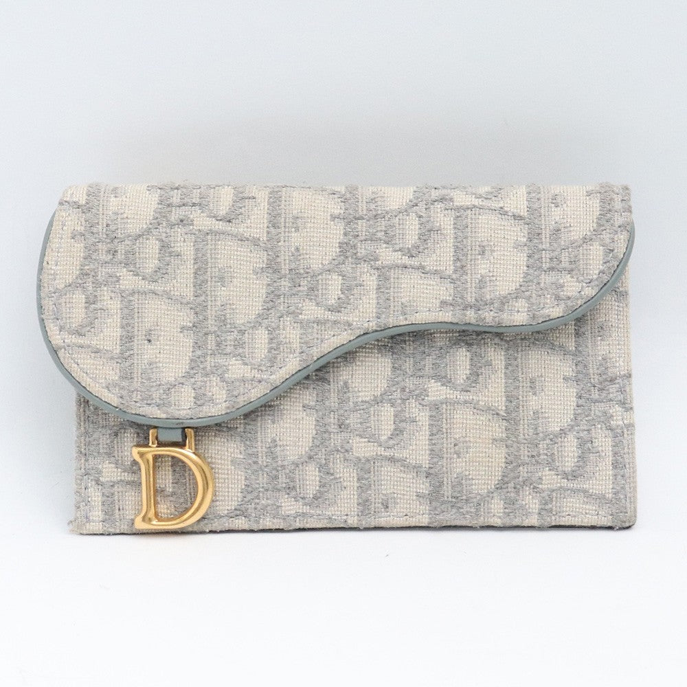 DIOR SADDLE Flap Card Holder Gray Wallet Size ONE SIZE