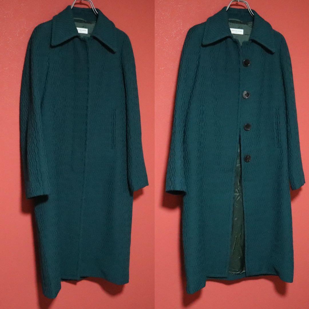 DRIES VAN NOTEN 90s Wave Pattern Mohair Long Coat Size SMALL