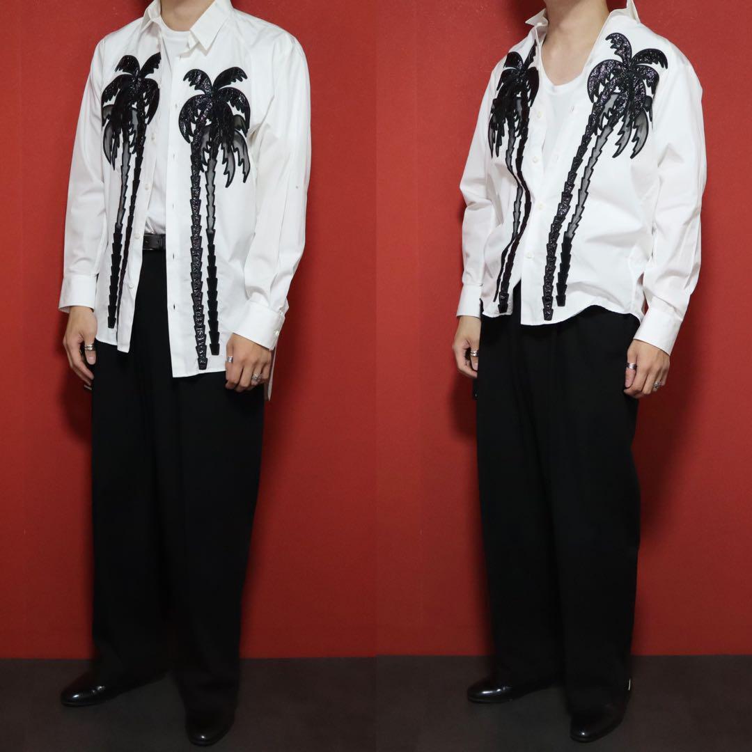 Dsquared2 16SS White Oversized Sheer Palm Tree Shirt Size 40