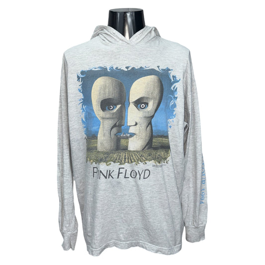 PINK FLOYD 90s Vintage THE DIVISION BELL Hooded Long Sleeve Size XL