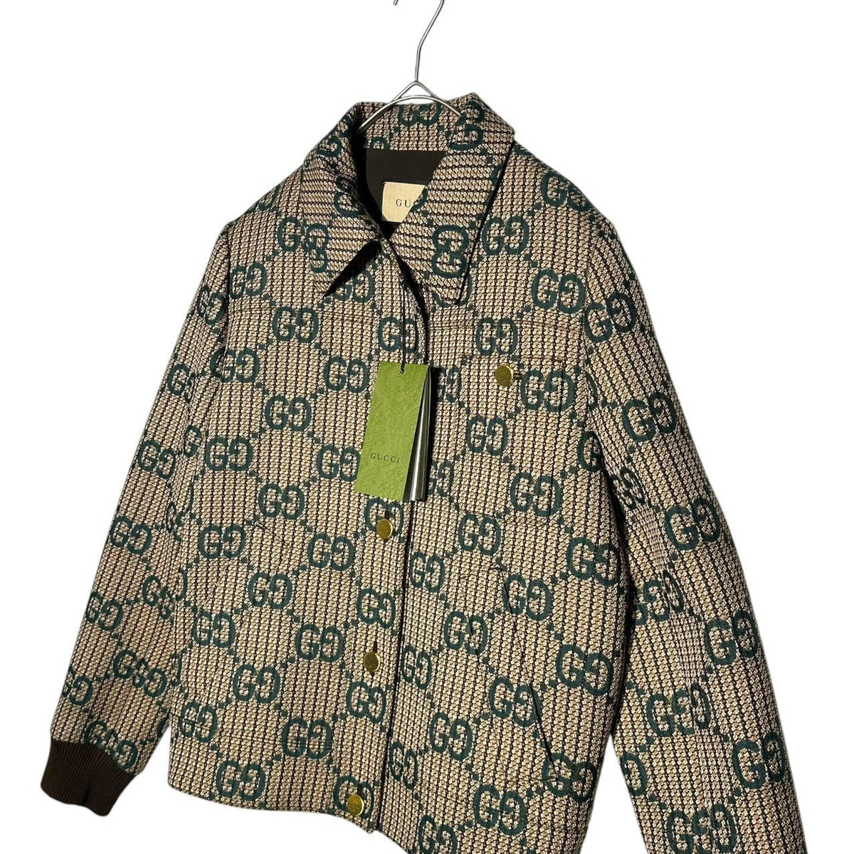 GUCCI Cruise 24/25 GG Logo Wool Bomber Jacket Size 36