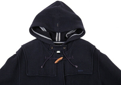 Papas Embroidered Logo Wool Duffel Coat Navy Size M