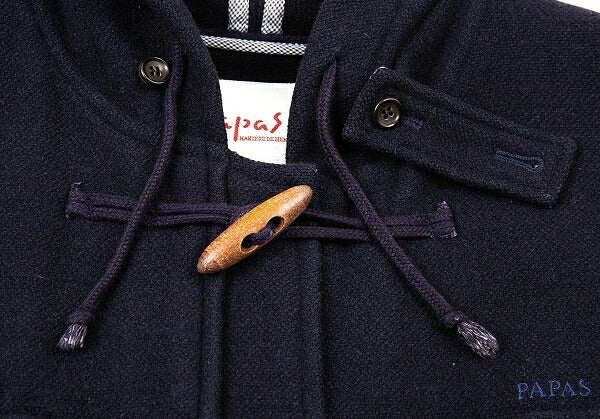 Papas Embroidered Logo Wool Duffel Coat Navy Size M