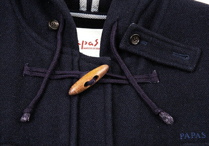 Papas Embroidered Logo Wool Duffel Coat Navy Size M