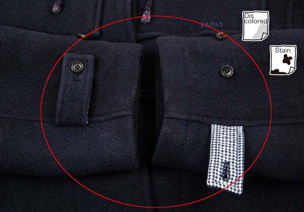 Papas Embroidered Logo Wool Duffel Coat Navy Size M