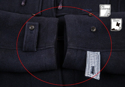 Papas Embroidered Logo Wool Duffel Coat Navy Size M