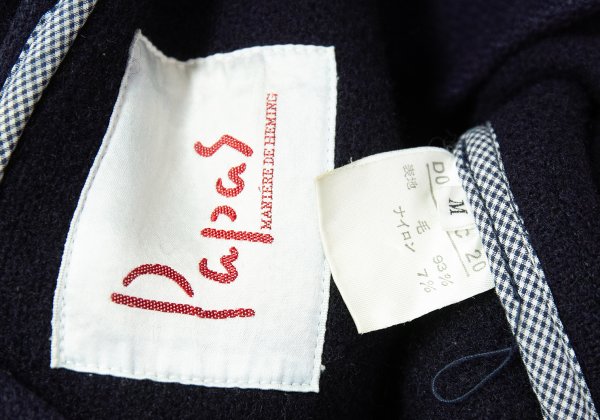 Papas Embroidered Logo Wool Duffel Coat Navy Size M