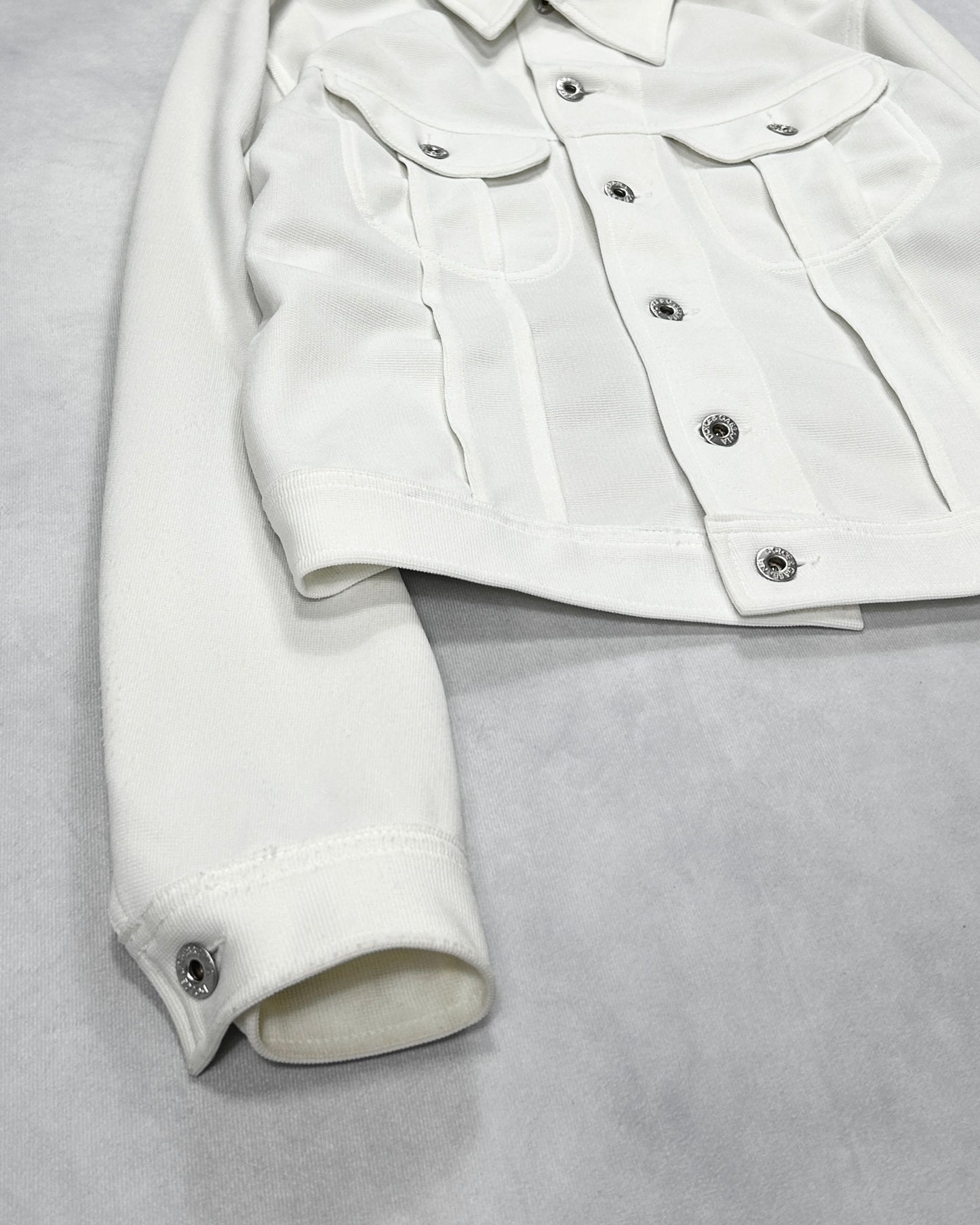 J&ANS DOLCE&GABBANA White Piqué Trucker Jacket Size M