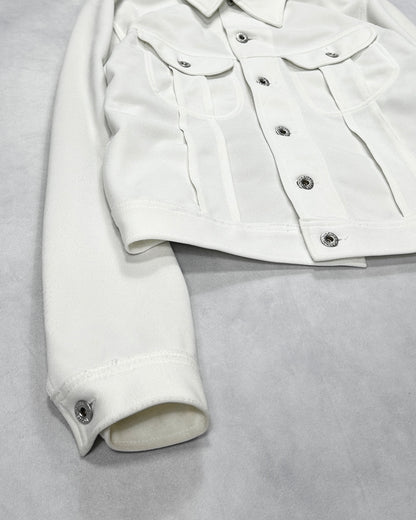 J&ANS DOLCE&GABBANA White Piqué Trucker Jacket Size M