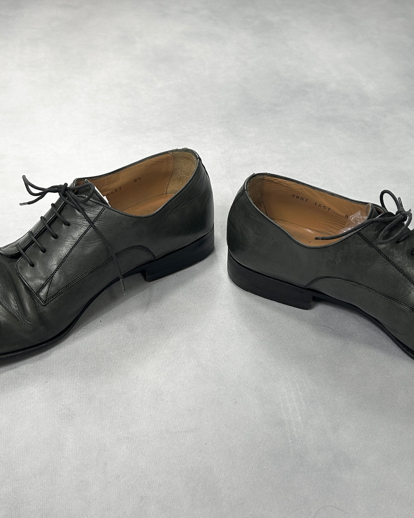Dolce & Gabbana Plain Toe Leather Derby Shoes Black Size 13