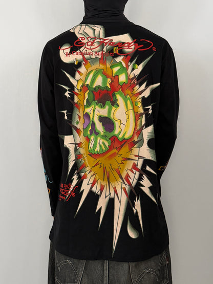 Ed Hardy Skull Long Sleeve Tee Black Size XL