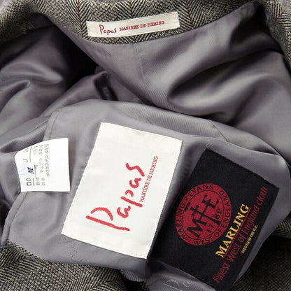 Papas ARLING Wool Stripe Herringbone Jacket Gray Size M