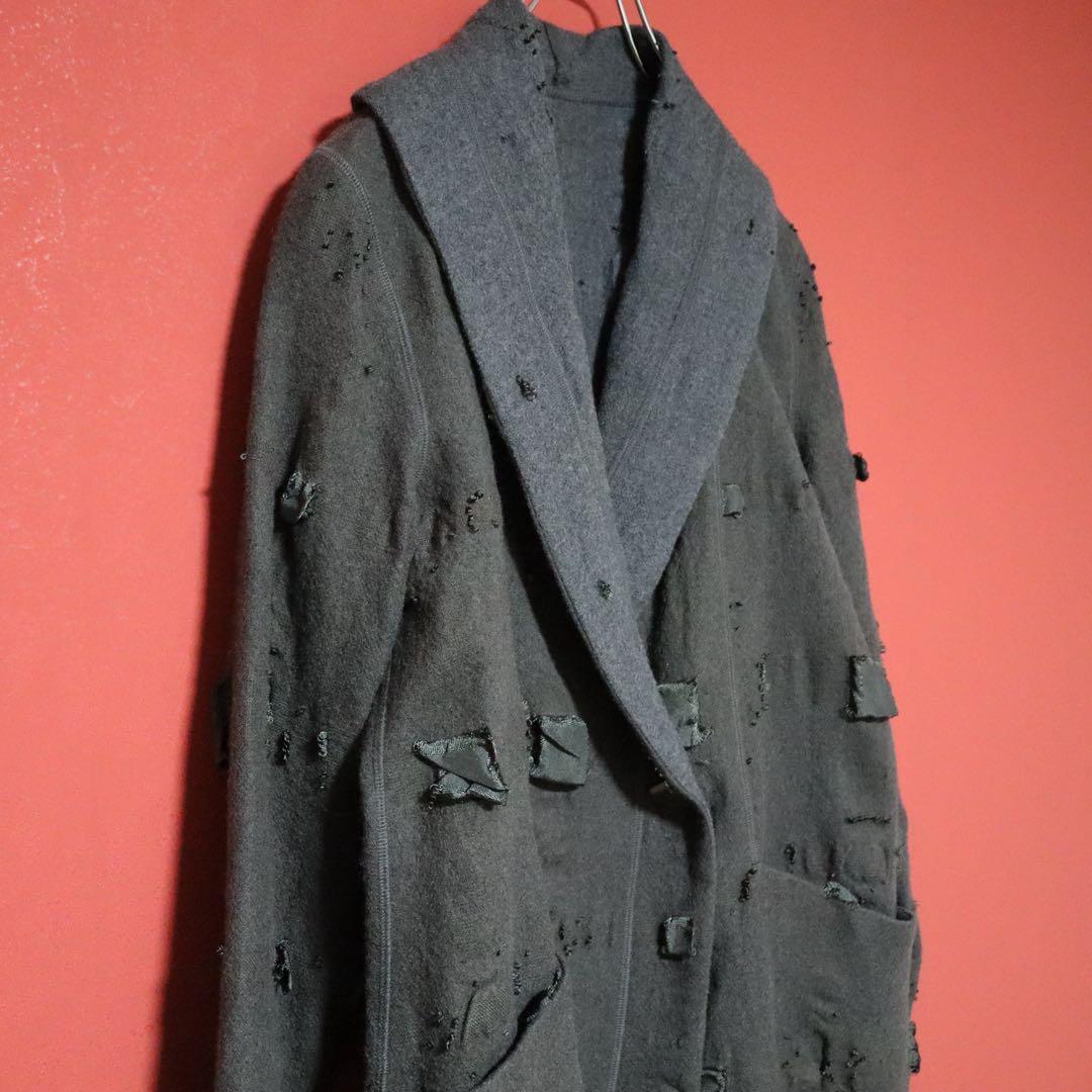 HaaT 13SS Distressed Shawl Collar Wool Long Coat Size 2