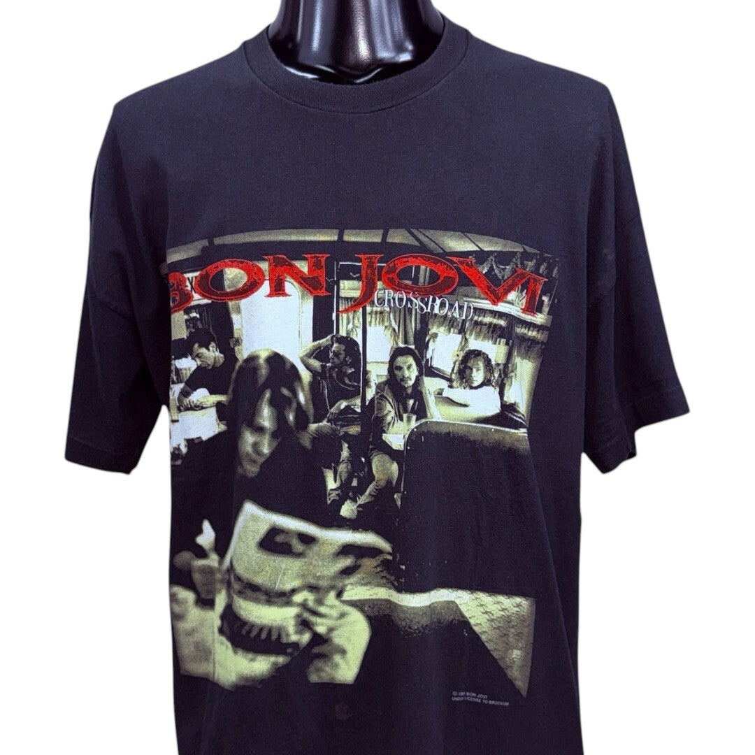 BON JOVI 90s Cross Road Tour World Map Single Stitch Size XL